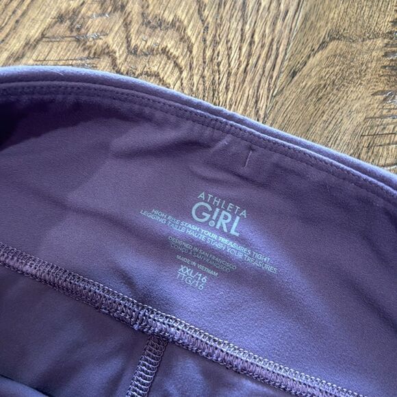 Athleta girl purple high rise stash your treasures tights. Sz XXL - Picture 2 of 4
